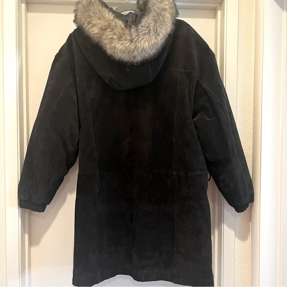 Vtg 90s Wilson’s leather Coat fur‎ trim - Picture 3 of 5